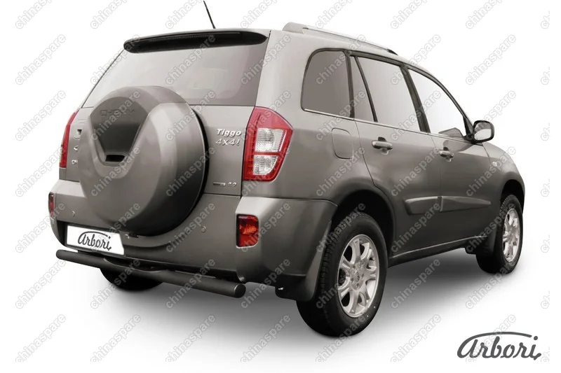 Защита заднего бампера d76 с проступями Arbori черн. для CHERY Tiggo FL 2013-2016