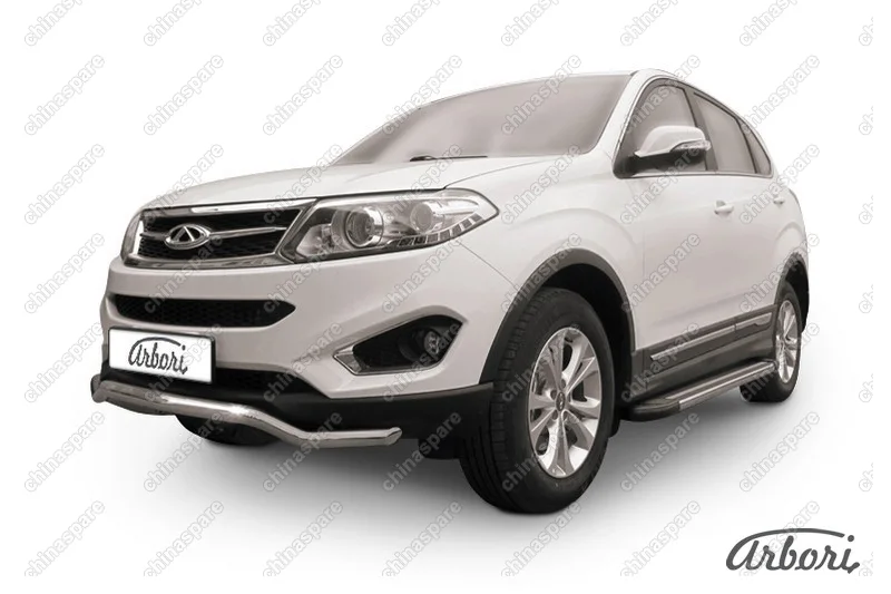 Защита переднего бампера d57 "Волна" Arbori нерж. сталь для CHERY Tiggo 5 2014-нв