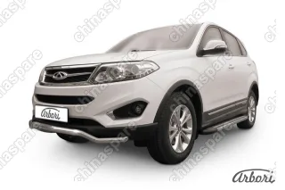 Защита переднего бампера d57 "Волна" Arbori нерж. сталь для CHERY Tiggo 5 2014-нв