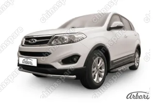 Защита переднего бампера d57 Arbori нерж. сталь для CHERY Tiggo 5 2014-нв