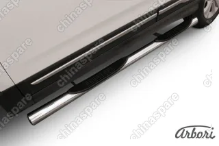 Защита порогов d76 с проступями Arbori нерж. сталь для CHERY Tiggo 5 2014-нв