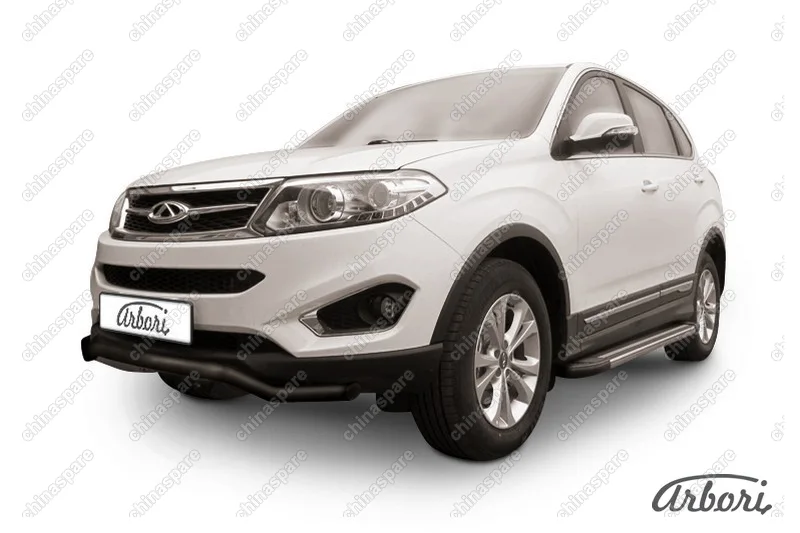 Защита переднего бампера d57 "Волна" Arbori черн. для CHERY Tiggo 5 2014-нв