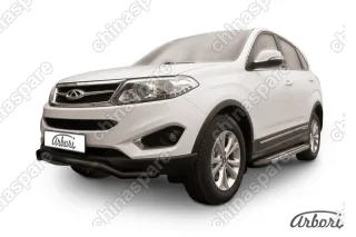 Защита переднего бампера d57 "Волна" Arbori черн. для CHERY Tiggo 5 2014-нв