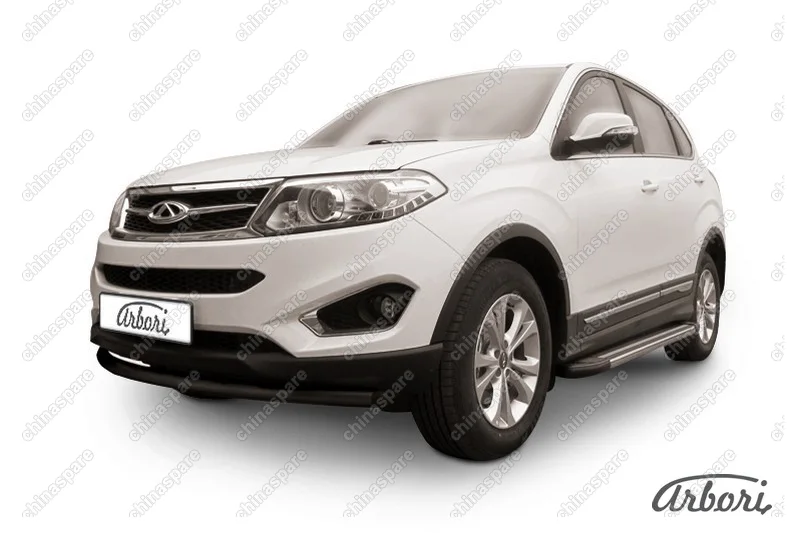 Защита переднего бампера d57 радиусная Arbori черн. для CHERY Tiggo 5 2014-нв