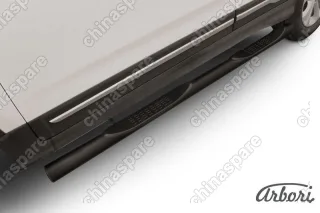 Защита порогов d76 с проступями Arbori черн. для CHERY Tiggo 5 2014-нв