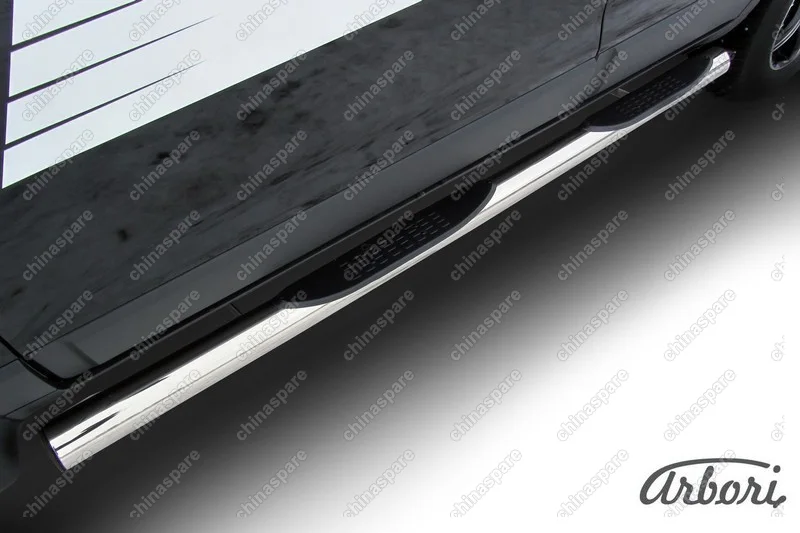 Защита порогов с d76 с проступями Arbori нерж. сталь для CHEVROLET Captiva 2013-2016