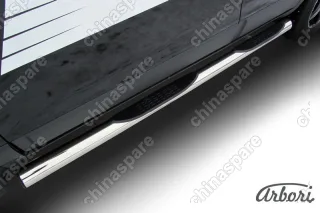 Защита порогов с d76 с проступями Arbori нерж. сталь для CHEVROLET Captiva 2013-2016