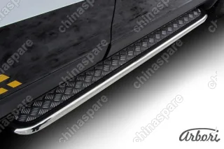 Защита порогов d57 с листом усиленная Arbori нерж. сталь для CHEVROLET Captiva 2013-2016