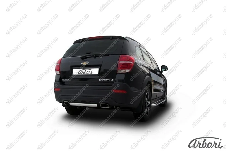 Защита заднего бампера d57 короткая Arbori нерж. сталь для CHEVROLET Captiva 2013-2016