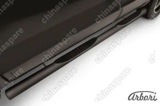 Защита порогов с d76 с проступями Arbori черн. для CHEVROLET Captiva 2013-2016