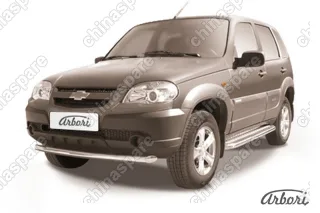 Защита переднего бампера d57 Arbori нерж. сталь для Chevrolet NIVA 2010-нв