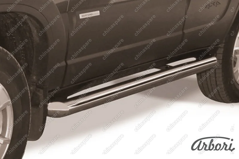 Защита порогов d76 труба  Arbori нерж. сталь для Chevrolet NIVA 2010-нв