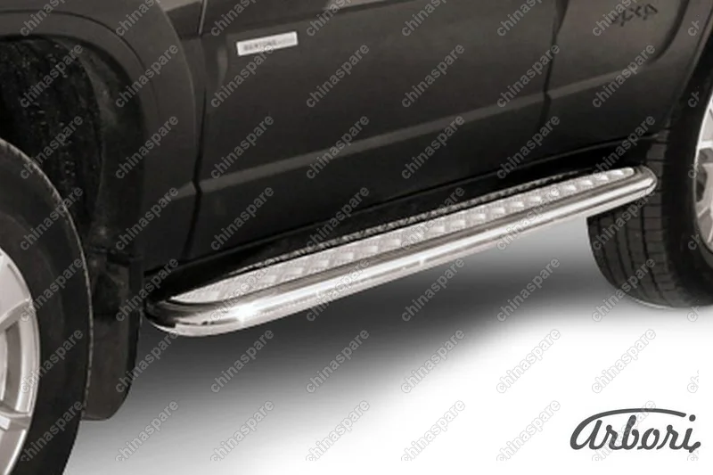 Защита порогов  d57 с листом усиленная Arbori нерж. сталь для Chevrolet NIVA 2010-нв