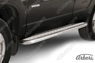 Защита порогов  d57 с листом усиленная Arbori нерж. сталь для Chevrolet NIVA 2010-нв