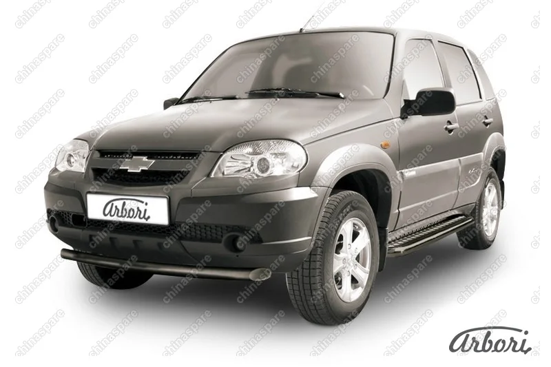 Защита переднего бампера d57 Arbori черн. для Chevrolet NIVA 2010-нв