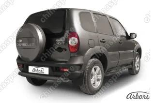 Защита заднего бампера d76 радиусная Arbori черн. для Chevrolet NIVA 2010-нв