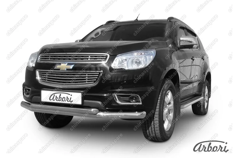 AFZDACHTB1202 Защита переднего бампера d76+d57 двойная Arbori нерж. сталь для CHEVROLET Trailblaizer 2012-2016