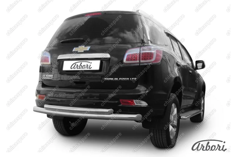AFZDACHTB1210 Защита заднего бампера d76+d57 двойная  Arbori нерж. сталь для CHEVROLET Trailblaizer 2012-2016