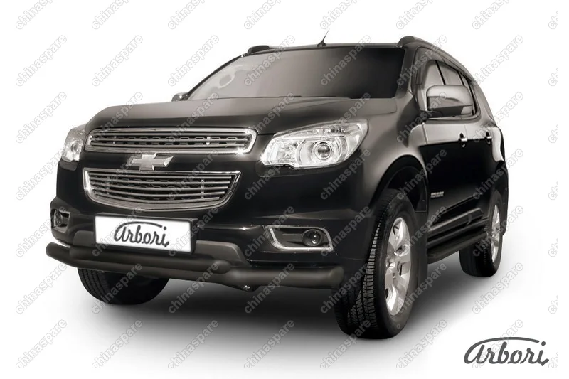 AFZDACHTB1202B Защита переднего бампера d76+d57 двойная Arbori черн. для CHEVROLET Trailblaizer 2012-2016