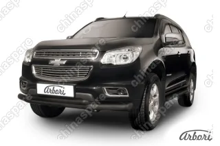 AFZDACHTB1202B Защита переднего бампера d76+d57 двойная Arbori черн. для CHEVROLET Trailblaizer 2012-2016