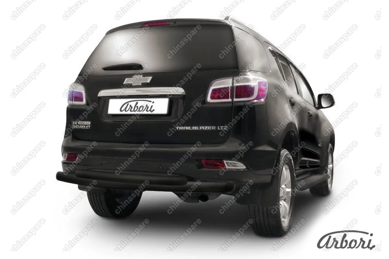 AFZDACHTB1210B Защита заднего бампера d76+d57 двойная  Arbori черн. для CHEVROLET Trailblaizer 2012-2016