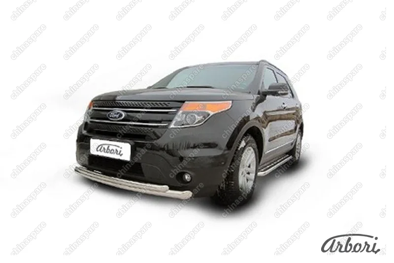 AFZDAFEX01 Защита переднего бампера d76+d57 двойная  Arbori нерж. сталь для Ford EXPLORER 2012-2015