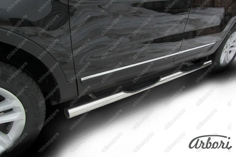 AFZDAFEX05 Защита пороговd 76 с проступями  Arbori нерж. сталь для Ford EXPLORER 2012-2015