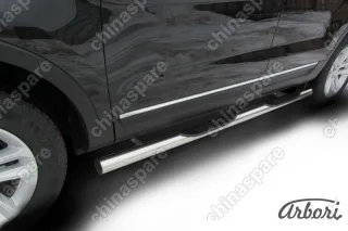 AFZDAFEX05 Защита пороговd 76 с проступями  Arbori нерж. сталь для Ford EXPLORER 2012-2015