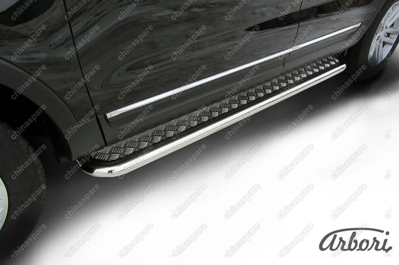 AFZDAFEX07 Защита порогов d57 с листом  Arbori нерж. сталь для Ford EXPLORER 2012-2015