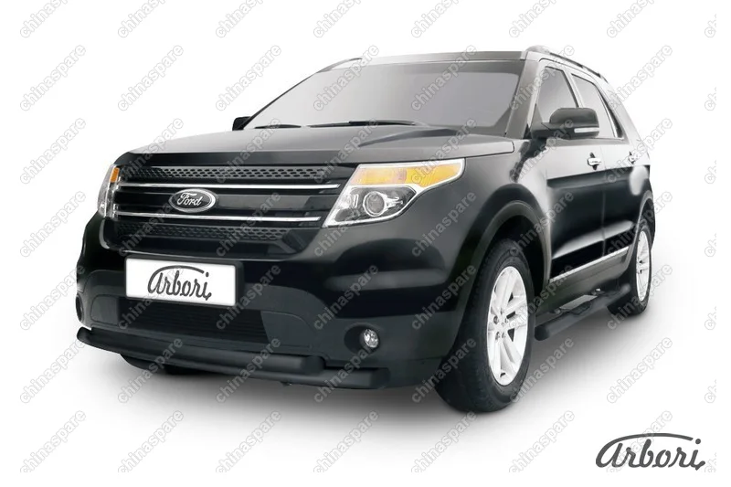 AFZDAFEX01B Защита переднего бампера d76+d57 двойная  Arbori черн. для Ford EXPLORER 2012-2015