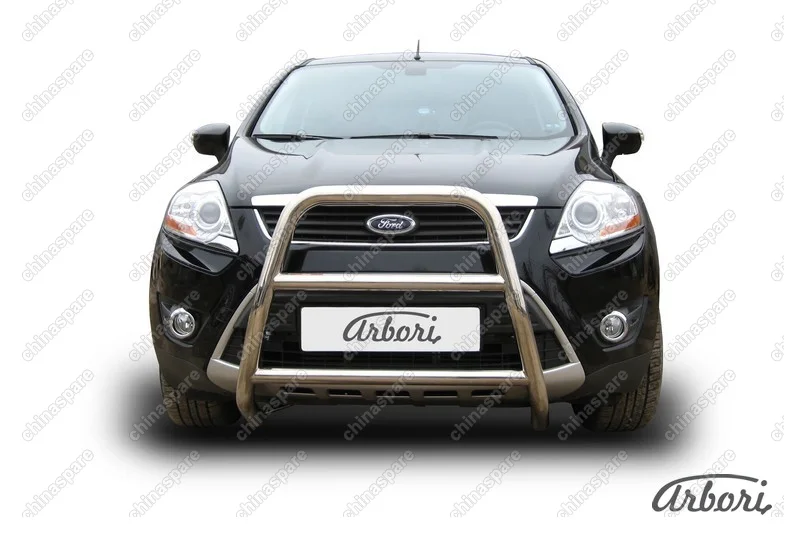 AFZDAFKG01 Кенгурятник d57 высокий  с двумя перемычками Arbori нерж. сталь для Ford KUGA 2008-2012