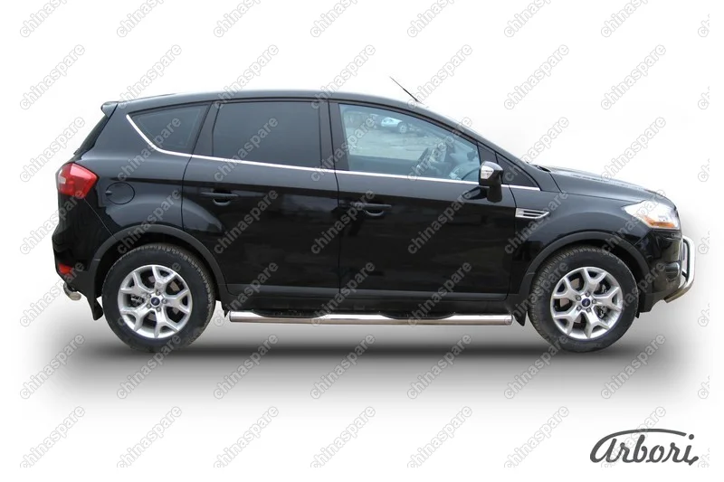 AFZDAFKG07 Защита порогов d76 с проступями  Arbori нерж. сталь для Ford KUGA 2008-2012