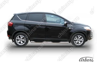 AFZDAFKG07 Защита порогов d76 с проступями  Arbori нерж. сталь для Ford KUGA 2008-2012