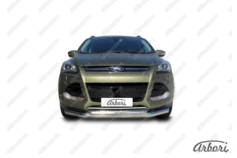 AFZDAFKG1301 Защита переднего бампера d76+d57 двойная Arbori нерж. сталь для Ford KUGA 2013-2016
