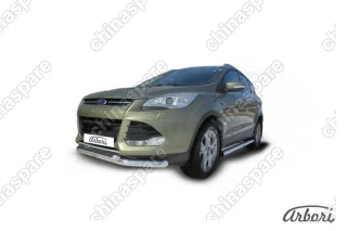 AFZDAFKG1301 Защита переднего бампера d76+d57 двойная Arbori нерж. сталь для Ford KUGA 2013-2016