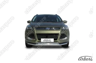 AFZDAFKG1303 Защита переднего бампера d57+d57 двойная Arbori нерж. сталь для Ford KUGA 2013-2016