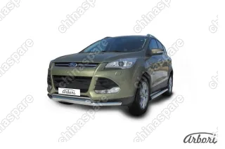 AFZDAFKG1303 Защита переднего бампера d57+d57 двойная Arbori нерж. сталь для Ford KUGA 2013-2016
