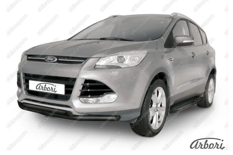AFZDAFKG1303B Защита переднего бампера d57+d57 двойная Arbori черн. для Ford KUGA 2013-2016