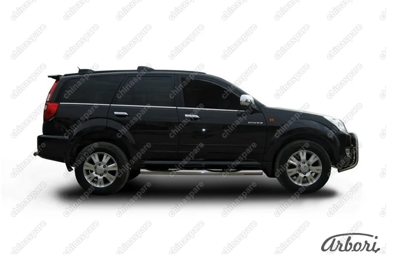 Защита порогов d76 с проступями  Arbori нерж. сталь для Great Wall Hover 2008-2010