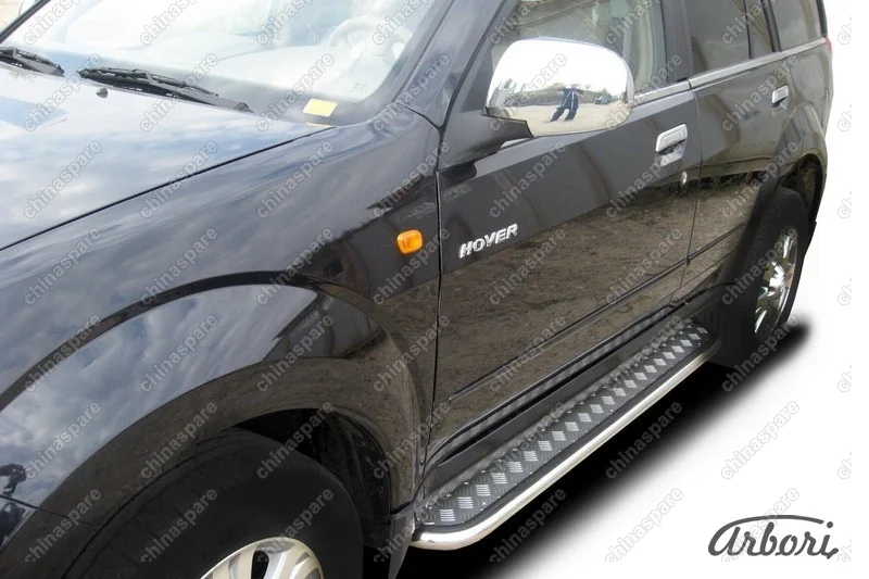 Защита порогов d42 с листом Arbori нерж. сталь для Great Wall Hover 2008-2010