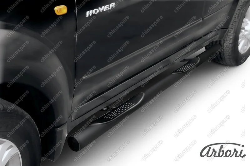 Защита порогов d76 с проступями  Arbori черн. для Great Wall Hover 2008-2010