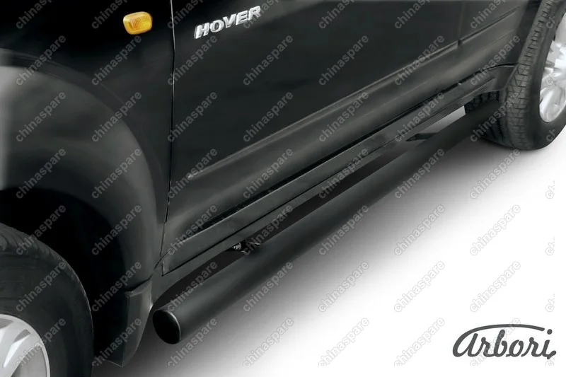Защита порогов d76 труба  Arbori черн. для Great Wall Hover 2008-2010