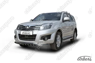 Защита переднего бампера d57 с ЗК Arbori нерж. сталь для GREAT WALL Hover H3 2010-2014