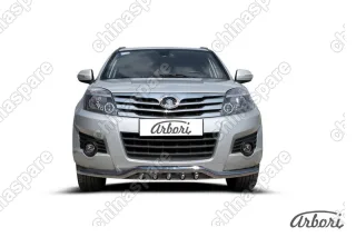 Защита переднего бампера d57 с ЗК Arbori нерж. сталь для GREAT WALL Hover H3 2010-2014