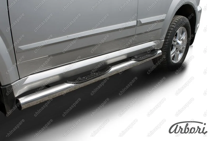 Защита порогов d76 труба Arbori нерж. сталь для GREAT WALL Hover H3 2010-2014