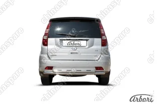Защита заднего бампера d57+d42 двойная Arbori нерж. сталь для GREAT WALL Hover H3 2010-2014