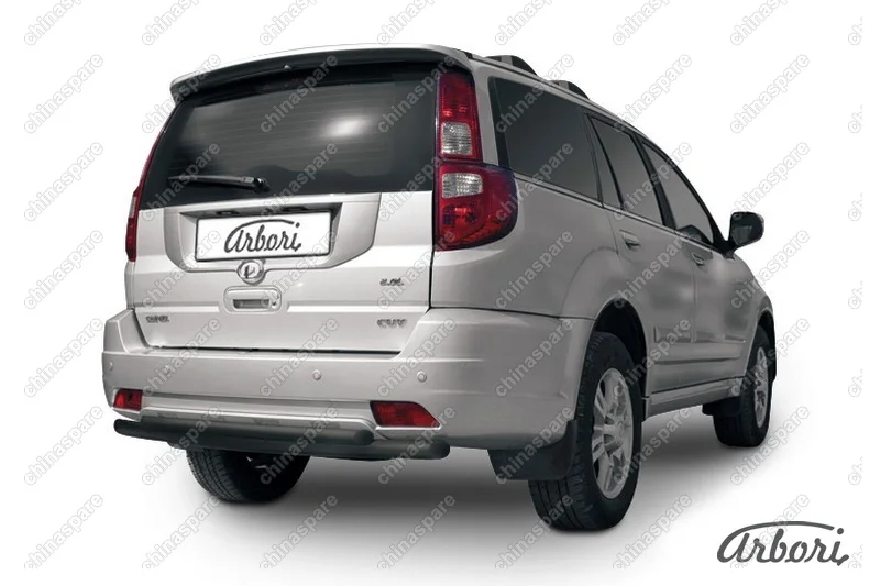 Защита заднего бампера d57+d42 двойная Arbori черн. для GREAT WALL Hover H3 2010-2014