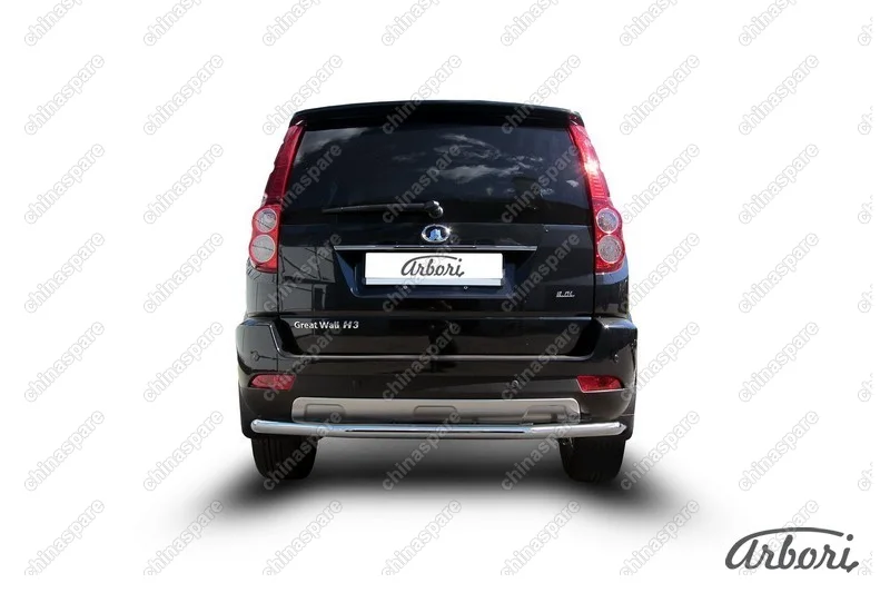 Защита заднего бампера d57 длинная Arbori нерж. сталь для Great Wall Hover H3 2014-2016