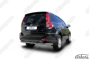 Защита заднего бампера d57 длинная Arbori нерж. сталь для Great Wall Hover H3 2014-2016