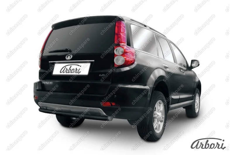 Защита заднего бампера d57 радиусная  Arbori черн. для Great Wall Hover H3 2014-2016